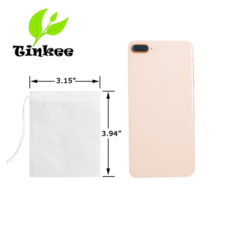 Tinkee Tea Filter bags, safe and natural material, disposable tea infuser, empty tea bag with drawstring for loose leaf tea, set of 200ï¼ˆ3.15 x 3.94 inch ï¼‰ (White200) - Image 2